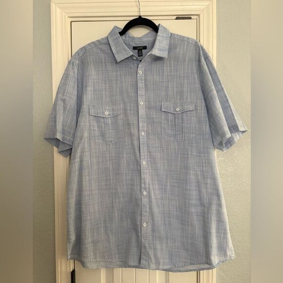 Alfani Shirt Mens Size XXL Warren Light Blue Short Sleeve Lightweight Work - Picture 1 of 6